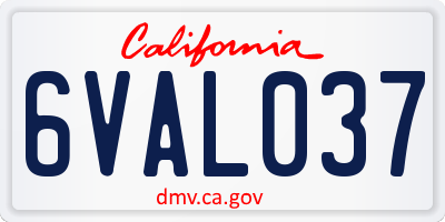 CA license plate 6VAL037