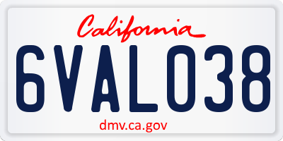 CA license plate 6VAL038