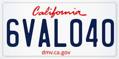 CA license plate 6VAL040