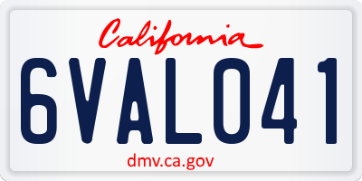 CA license plate 6VAL041