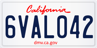 CA license plate 6VAL042