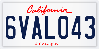 CA license plate 6VAL043