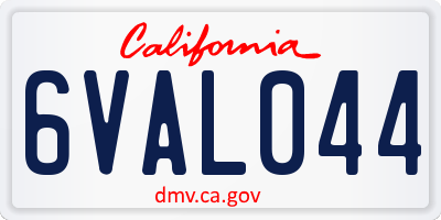 CA license plate 6VAL044