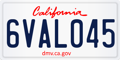 CA license plate 6VAL045
