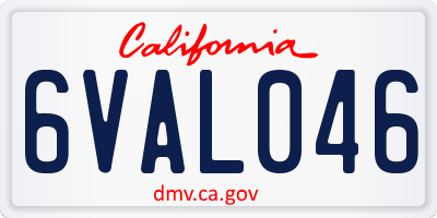 CA license plate 6VAL046