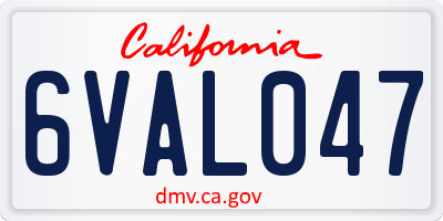 CA license plate 6VAL047