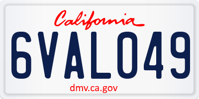 CA license plate 6VAL049