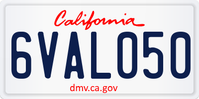 CA license plate 6VAL050