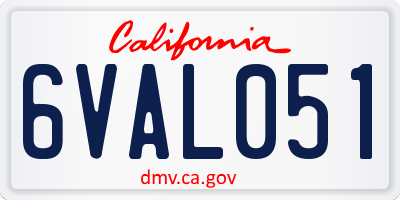 CA license plate 6VAL051