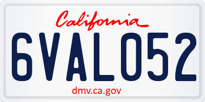 CA license plate 6VAL052