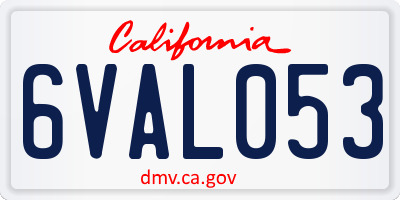 CA license plate 6VAL053