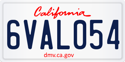CA license plate 6VAL054