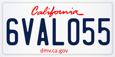 CA license plate 6VAL055