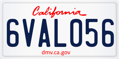 CA license plate 6VAL056