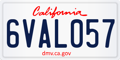 CA license plate 6VAL057