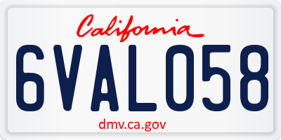 CA license plate 6VAL058