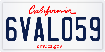 CA license plate 6VAL059