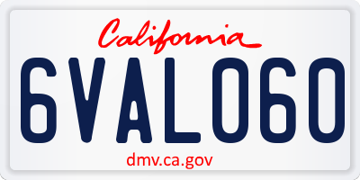 CA license plate 6VAL060