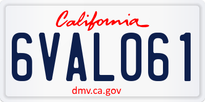 CA license plate 6VAL061