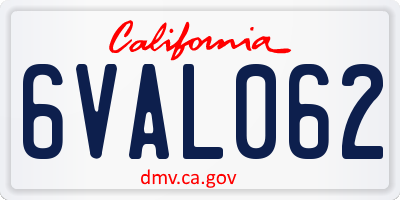 CA license plate 6VAL062