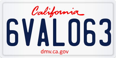 CA license plate 6VAL063