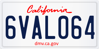 CA license plate 6VAL064