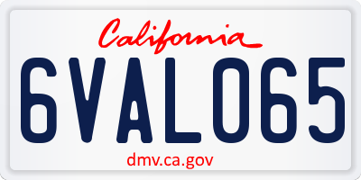 CA license plate 6VAL065