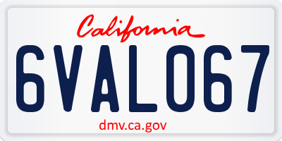 CA license plate 6VAL067
