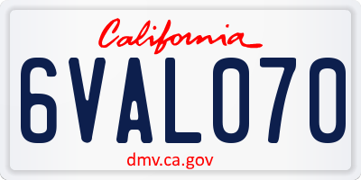 CA license plate 6VAL070