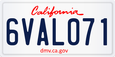 CA license plate 6VAL071