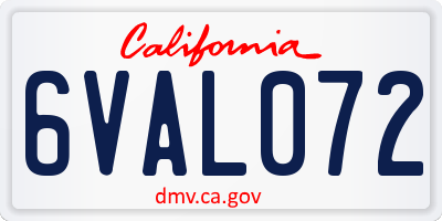 CA license plate 6VAL072