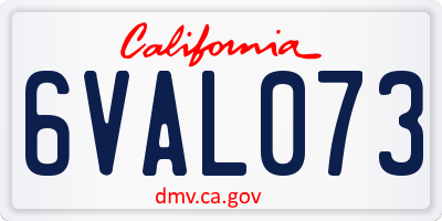 CA license plate 6VAL073