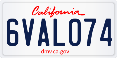 CA license plate 6VAL074