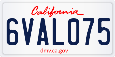 CA license plate 6VAL075