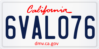 CA license plate 6VAL076