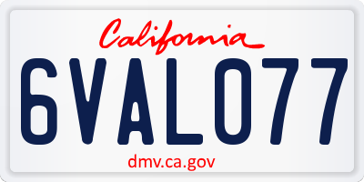 CA license plate 6VAL077