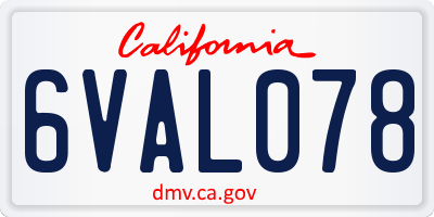 CA license plate 6VAL078