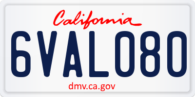 CA license plate 6VAL080