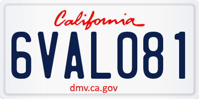 CA license plate 6VAL081
