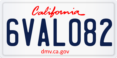 CA license plate 6VAL082