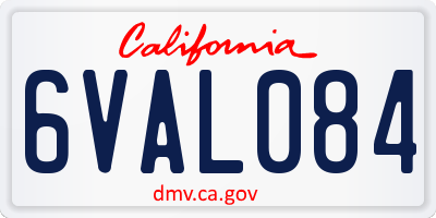CA license plate 6VAL084