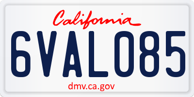 CA license plate 6VAL085