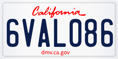 CA license plate 6VAL086