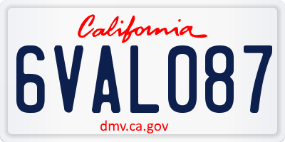 CA license plate 6VAL087