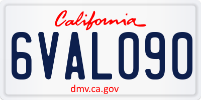 CA license plate 6VAL090