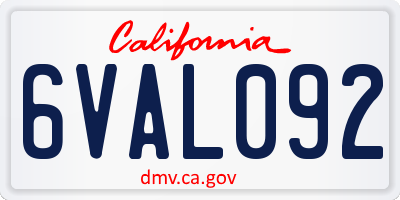 CA license plate 6VAL092