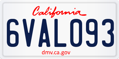 CA license plate 6VAL093