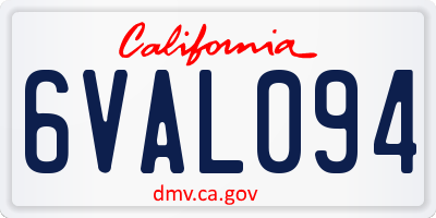 CA license plate 6VAL094