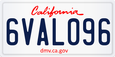 CA license plate 6VAL096