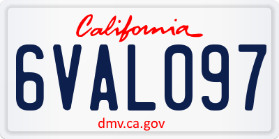 CA license plate 6VAL097